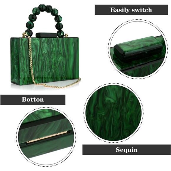 Acrylic Purses Evening Clutch Bag Marbling Handbags for Women Cross Body Bag - Picture 3 of 7